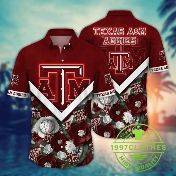 Texas A&M Aggies NCAA Flower Aloha Hawaiian Shirt, Texas A&M Aggies Hawaiian Shirt