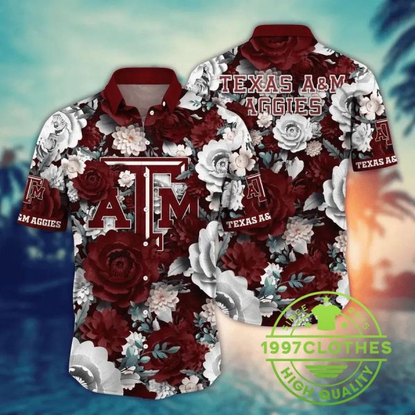 Texas A&M Aggies NCAA Flower Aloha Hawaiian Shirt 2, Texas A&M Aggies Hawaiian Shirt