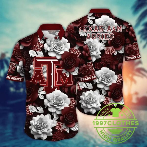 Texas A&M Aggies NCAA Flower Aloha Hawaiian Shirt 4, Texas A&M Aggies Hawaiian Shirt