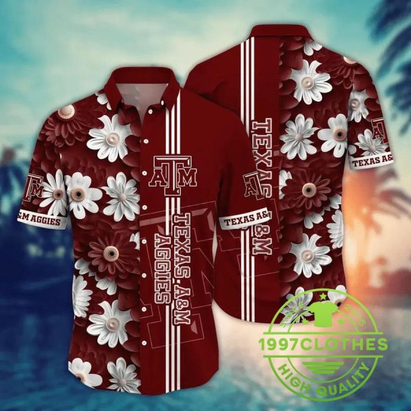 Texas A&M Aggies Style Hot Trending Summer NCAA Flower Aloha Hawaiian Shirt, Texas A&M Aggies Hawaiian Shirt