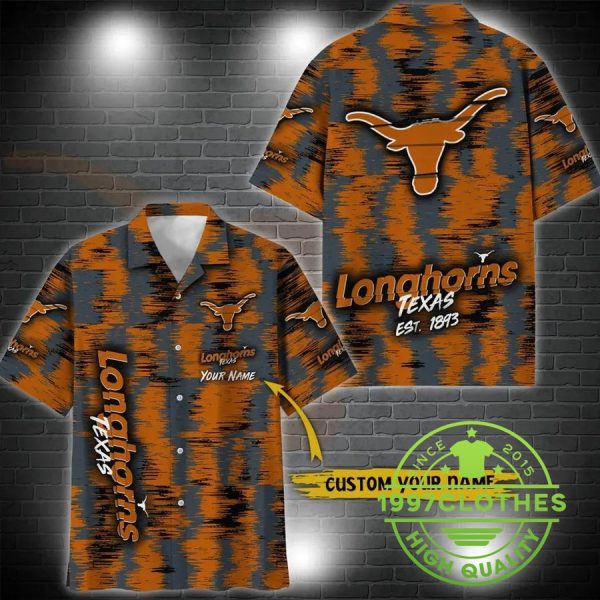 Texas Longhorns Aloha Hawaiian Shirt Custom Your Name, Texas Longhorns Hawaiian Shirt