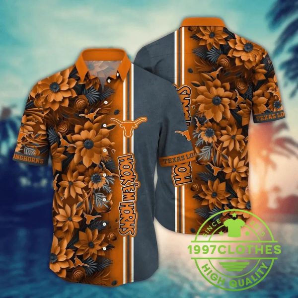 Texas Longhorns NCAA Flower Aloha Hawaiian Shirt 1, Texas Longhorns Hawaiian Shirt