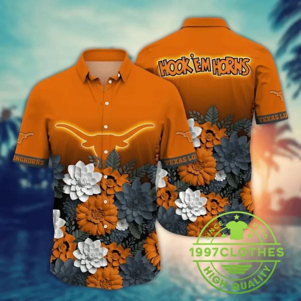 Texas Longhorns NCAA Flower Aloha Hawaiian Shirt 10, Texas Longhorns Hawaiian Shirt