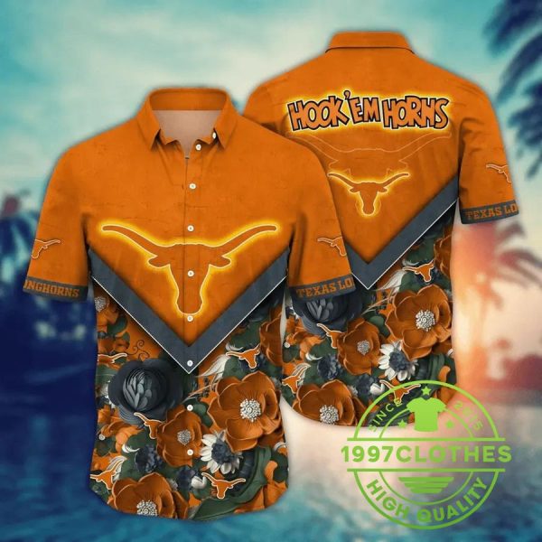 Texas Longhorns NCAA Flower Aloha Hawaiian Shirt 2, Texas Longhorns Hawaiian Shirt