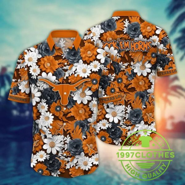 Texas Longhorns NCAA Flower Aloha Hawaiian Shirt 6, Texas Longhorns Hawaiian Shirt