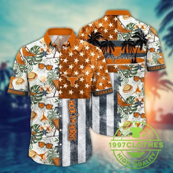 Texas Longhorns NCAA Flower Aloha Hawaiian Shirt 9, Texas Longhorns Hawaiian Shirt