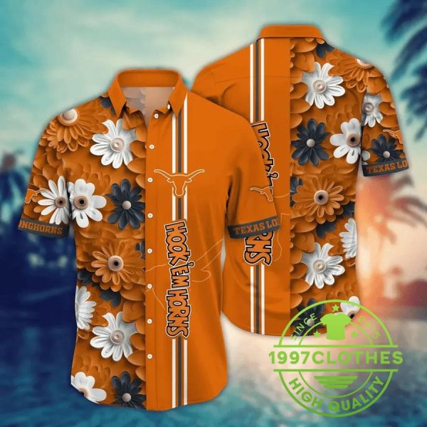 Texas Longhorns Style Hot Trending Summer NCAA Flower Aloha Hawaiian Shirt, Texas Longhorns Hawaiian Shirt