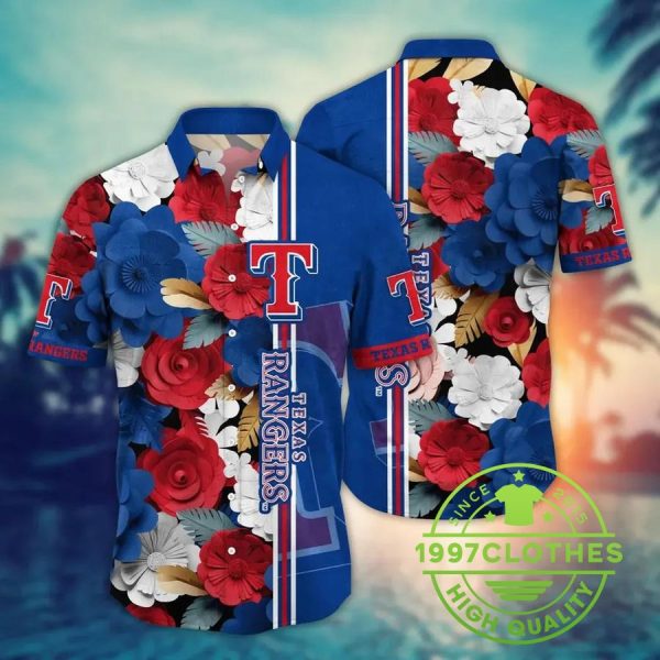 Texas Rangers MLB Flower Aloha Hawaiian Shirt 12, MLB Hawaiian Shirt