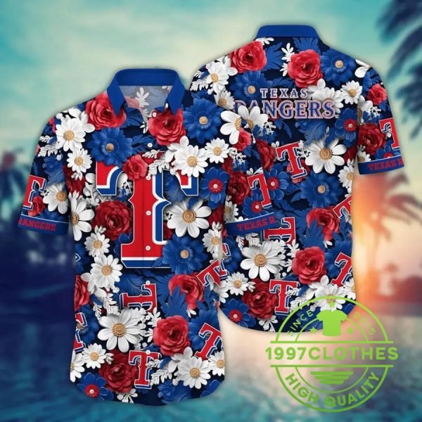 Texas Rangers MLB Flower Aloha Hawaiian Shirt 14, MLB Hawaiian Shirt