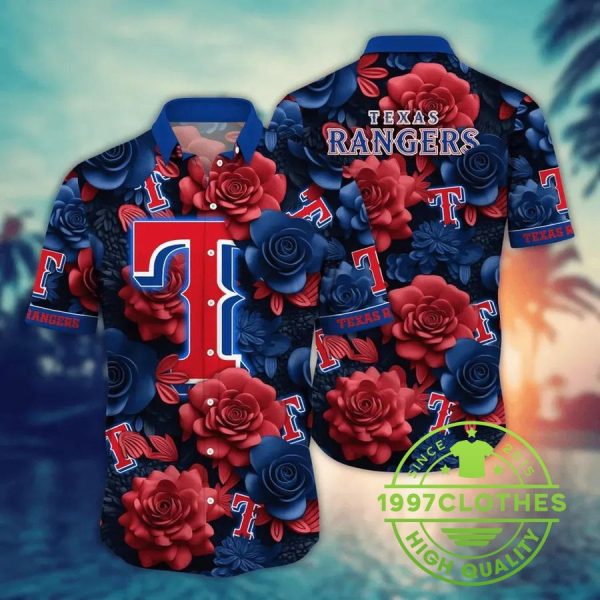 Texas Rangers MLB Flower Aloha Hawaiian Shirt 15, MLB Hawaiian Shirt