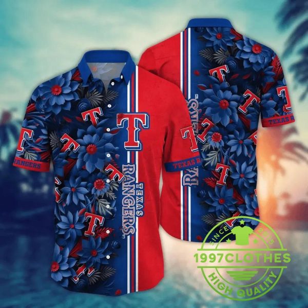 Texas Rangers MLB Flower Aloha Hawaiian Shirt, MLB Hawaiian Shirt