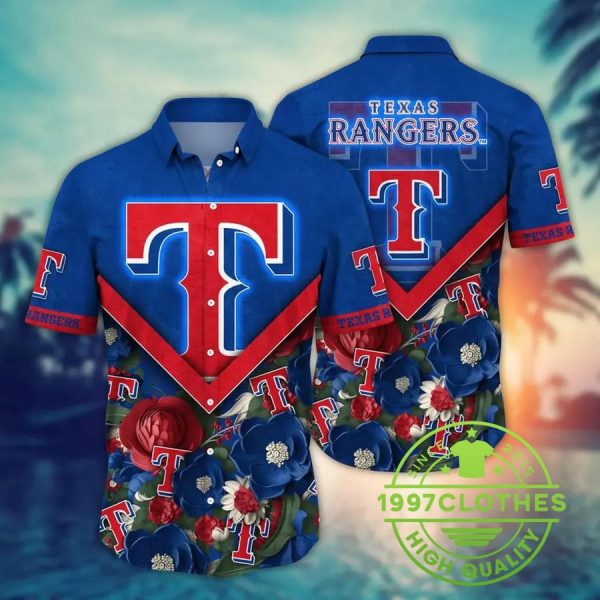 Texas Rangers MLB Flower Aloha Hawaiian Shirt 4, MLB Hawaiian Shirt