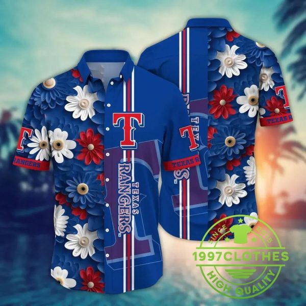 Texas Rangers MLB Flower Aloha Hawaiian Shirt 9, MLB Hawaiian Shirt