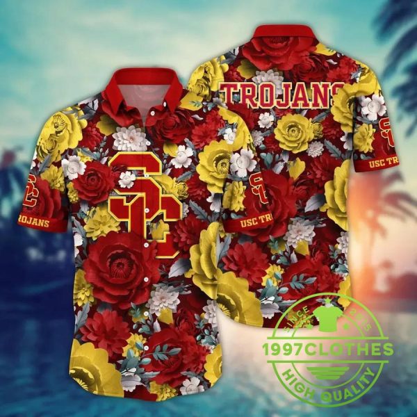 USC Trojans NCAA Flower Aloha Hawaiian Shirt, USC Trojans Hawaiian Shirt