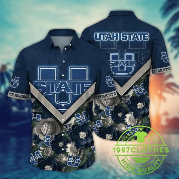 Utah State Aggies NCAA Flower Aloha Hawaiian Shirt, Utah State Aggies Hawaiian Shirt