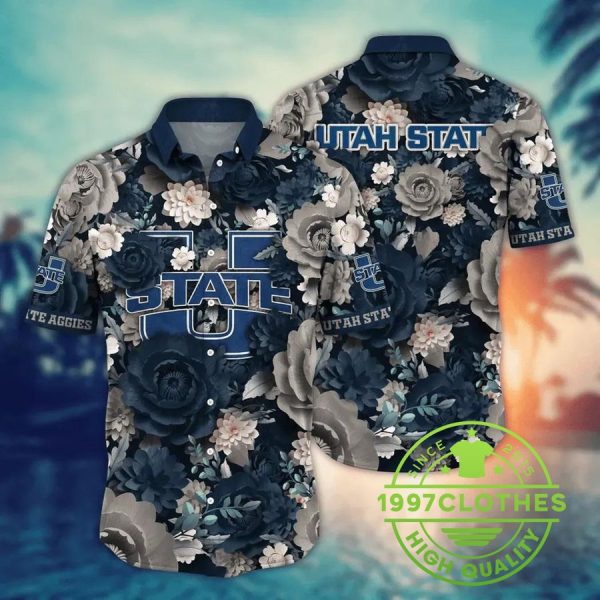 Utah State Aggies NCAA Flower Aloha Hawaiian Shirt 2, Utah State Aggies Hawaiian Shirt