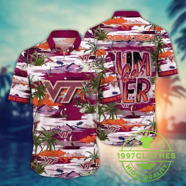 Virginia Tech Hokies NCAA Flower Aloha Hawaiian Shirt 5, Virginia Tech Hokies Hawaiian Shirt