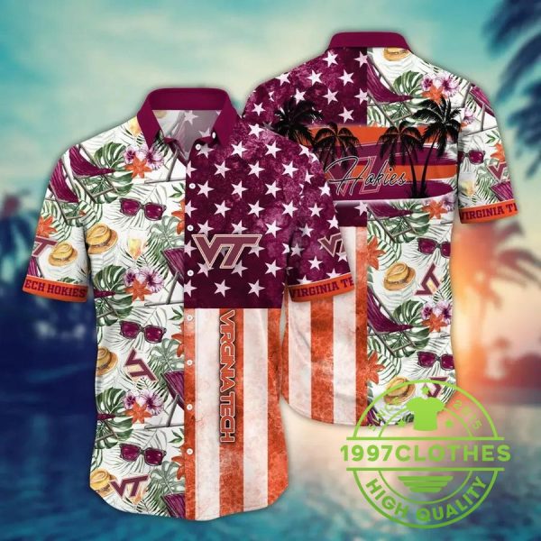 Virginia Tech Hokies NCAA Flower Aloha Hawaiian Shirt 7, Virginia Tech Hokies Hawaiian Shirt