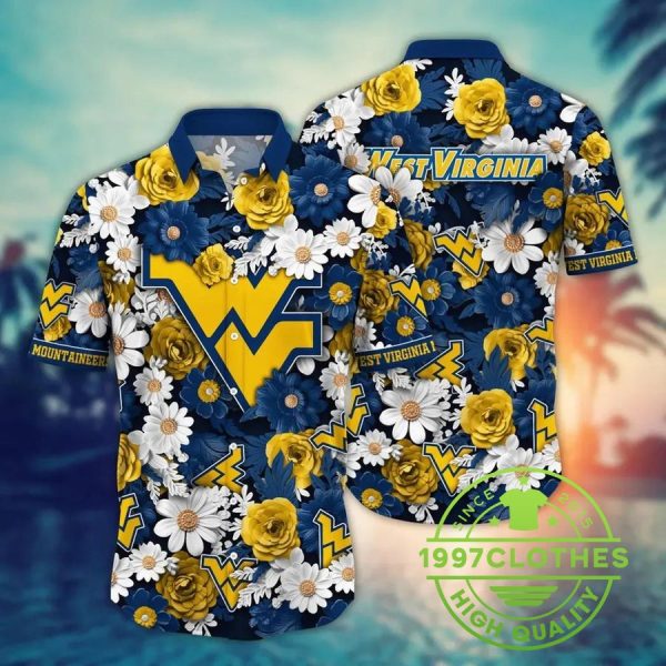 West Virginia Mountaineers NCAA Flower Aloha Hawaiian Shirt 6, West Virginia Mountaineers Hawaiian Shirt