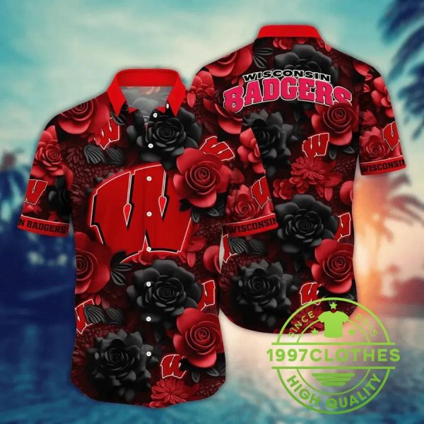 Wisconsin Badgers NCAA Flower Aloha Hawaiian Shirt 4, Wisconsin Badgers Hawaiian Shirt