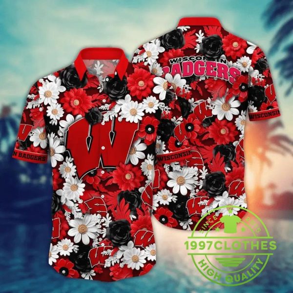 Wisconsin Badgers NCAA Flower Aloha Hawaiian Shirt 5, Wisconsin Badgers Hawaiian Shirt