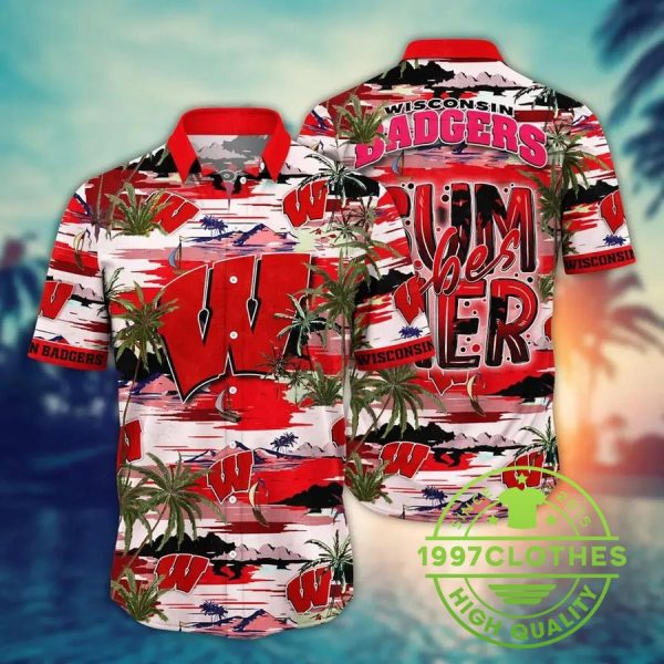 Wisconsin Badgers NCAA Flower Aloha Hawaiian Shirt 6, Wisconsin Badgers Hawaiian Shirt