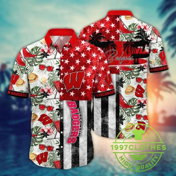 Wisconsin Badgers NCAA Flower Aloha Hawaiian Shirt 8, Wisconsin Badgers Hawaiian Shirt