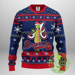 Atlanta Braves Funny Grinch Ugly Christmas Sweater