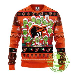 Baltimore Orioles 12 Grinch Xmas Day Ugly Christmas Sweater 2