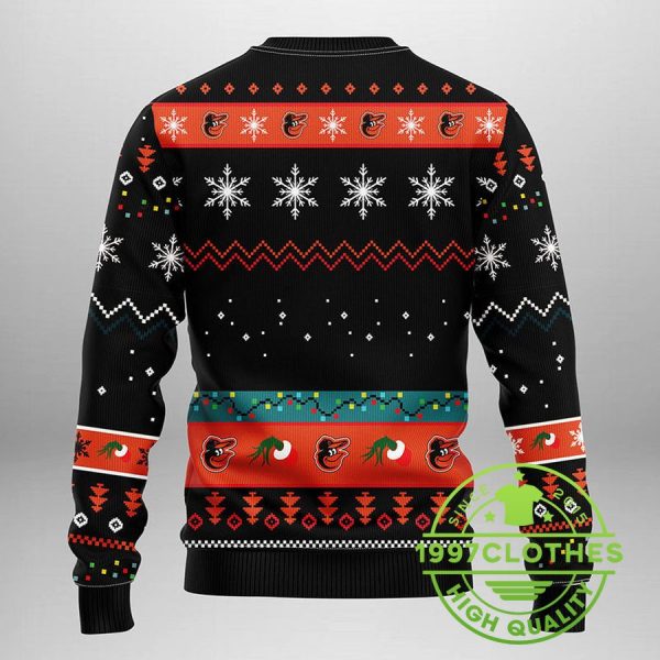 Baltimore Orioles Grinch Ugly Christmas Sweater, Baltimore Orioles Ugly Sweater, MLB Christmas Sweater