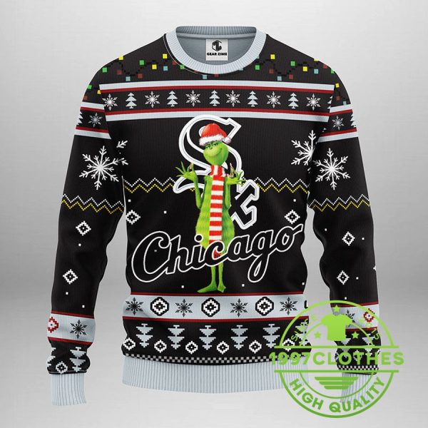 Chicago White Sox Funny Grinch Ugly Christmas Sweater, Chicago White Sox Ugly Sweater, MLB Christmas Sweater