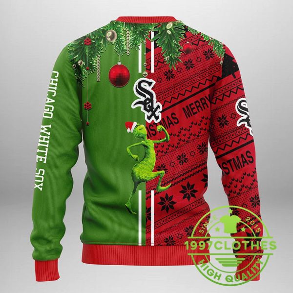 Chicago White Sox Grinch & Scooby-doo Ugly Christmas Sweater, Chicago White Sox Ugly Sweater, MLB Christmas Sweater