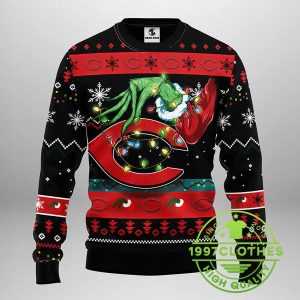 Cincinnati Reds Funny Grinch Ugly Christmas Sweater