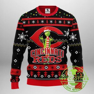 Cincinnati Reds Grinch Ugly Christmas Sweater