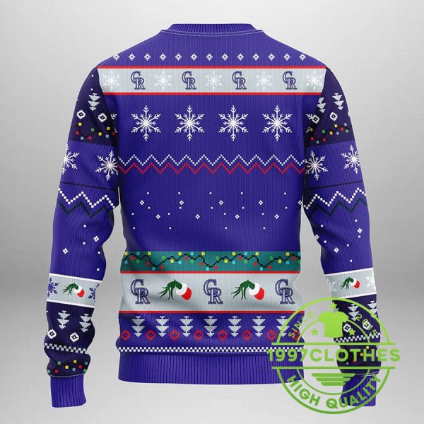 Colorado Rockies Grinch Ugly Christmas Sweater, Colorado Rockies Ugly Sweater, MLB Christmas Sweater