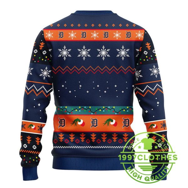 Detroit Tigers 12 Grinch Xmas Day Ugly Christmas Sweater, Detroit Tigers Ugly Sweater, MLB Christmas Sweater