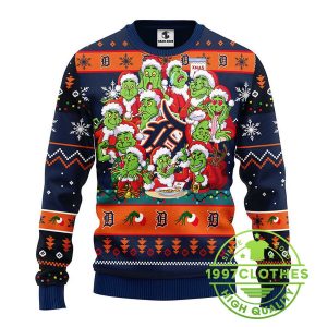 Detroit Tigers 12 Grinch Xmas Day Ugly Christmas Sweater