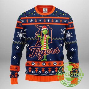 Detroit Tigers Funny Grinch Ugly Christmas Sweater