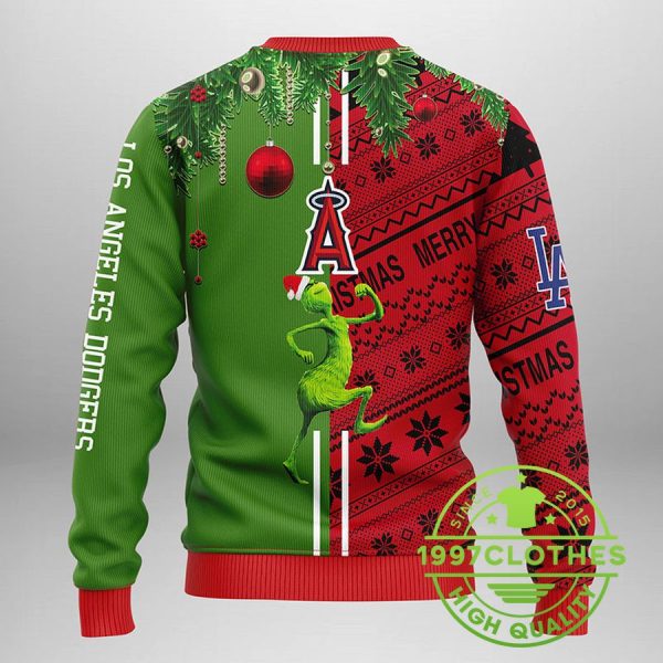 Los Angeles Angels Grinch & Scooby-doo Ugly Christmas Sweater, Los Angeles Angels Ugly Christmas Sweater, MLB Christmas Sweater