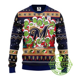 Milwaukee Brewers 12 Grinch Xmas Day Ugly Christmas Sweater