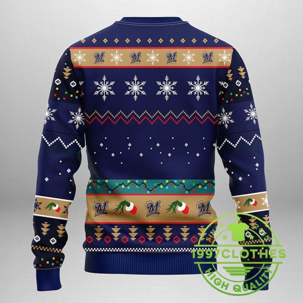 Milwaukee Brewers Grinch Ugly Christmas Sweater, Milwaukee Brewers Ugly Sweater, MLB Christmas Sweater