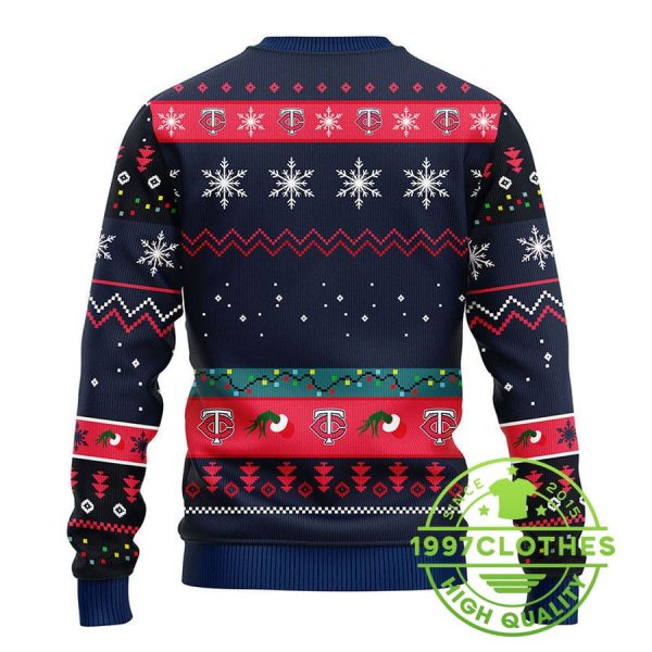 Minnesota Twins 12 Grinch Xmas Day Ugly Christmas Sweater, Minnesota Twins Ugly Sweater, MLB Christmas Sweater