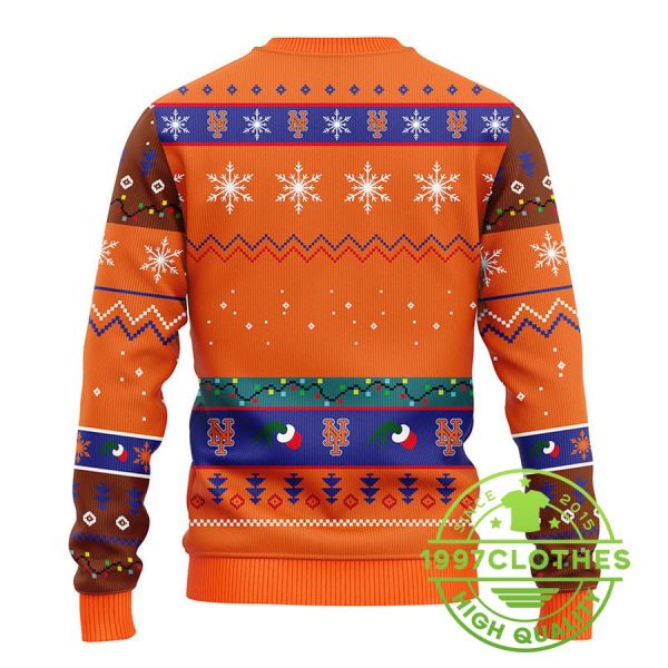 New York Mets 12 Grinch Xmas Day Ugly Christmas Sweater, New York Mets Ugly Sweater, MLB Christmas Sweater