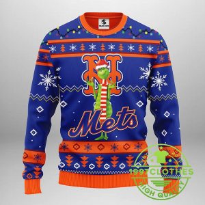 New York Mets Funny Grinch Ugly Christmas Sweater