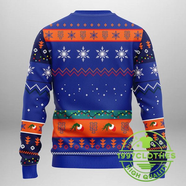 New York Mets Grinch Ugly Christmas Sweater, New York Mets Ugly Sweater, MLB Christmas Sweater