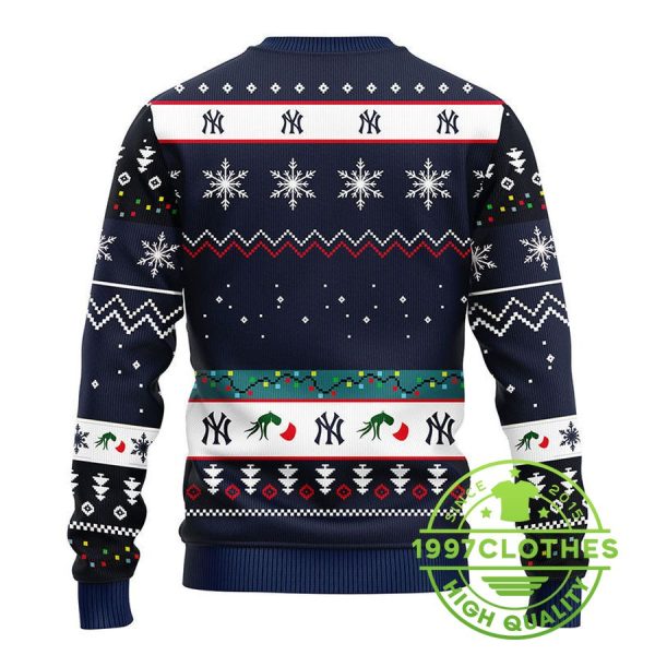 New York Yankees 12 Grinch Xmas Day Ugly Christmas Sweater, New York Yankees Ugly Sweater, MLB Christmas Sweater