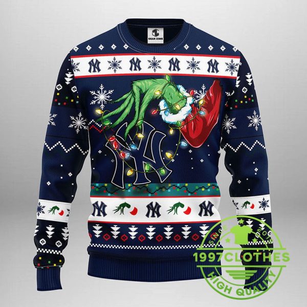 New York Yankees Grinch Ugly Christmas Sweater, New York Yankees Ugly Sweater, MLB Christmas Sweater