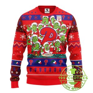 Philadelphia Phillies 12 Grinch Xmas Day Ugly Christmas Sweater