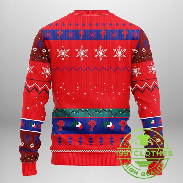 Philadelphia Phillies Grinch Ugly Christmas Sweater, Philadelphia Phillies Ugly Sweater, MLB Christmas Sweater