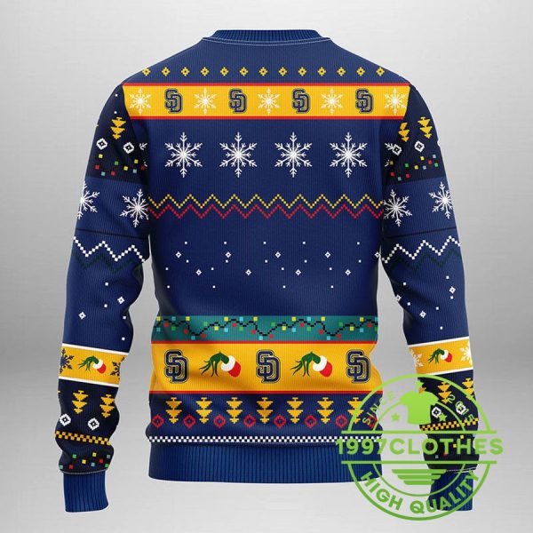 San Diego Padres Grinch Ugly Christmas Sweater, San Diego Padres Ugly Sweater, MLB Christmas Sweater